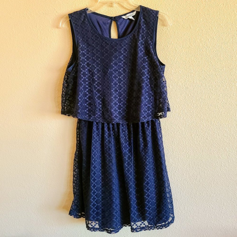 Speechless Navy Blue Sleeveless Lace Two Tier Special Occasion Juniors Dress M